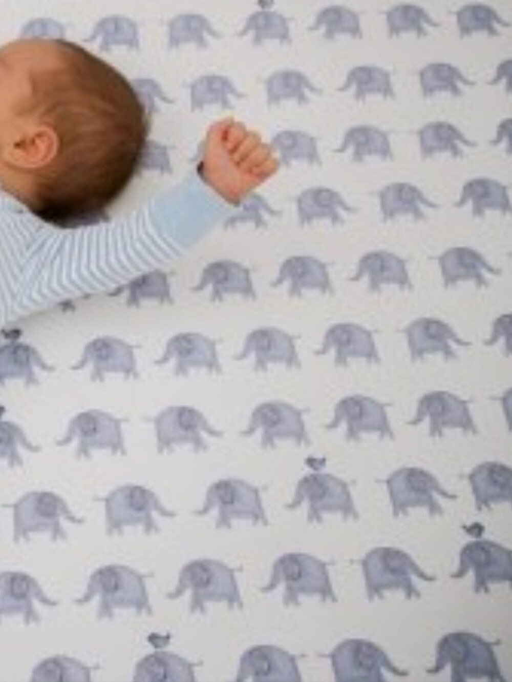 Pottery Barn Kids Elephant Print Crib Sheet in Light Gray and White